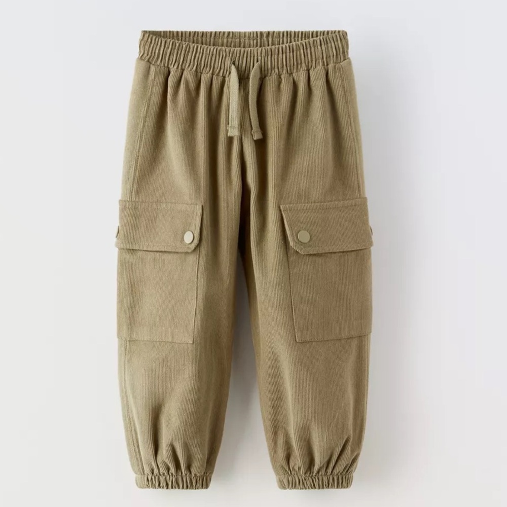 Zara Olive Green Cargo Sweatpants for Kids